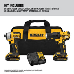 DEWALT 20V MAX* Compact Brushless Drill/Driver and Impact Kit