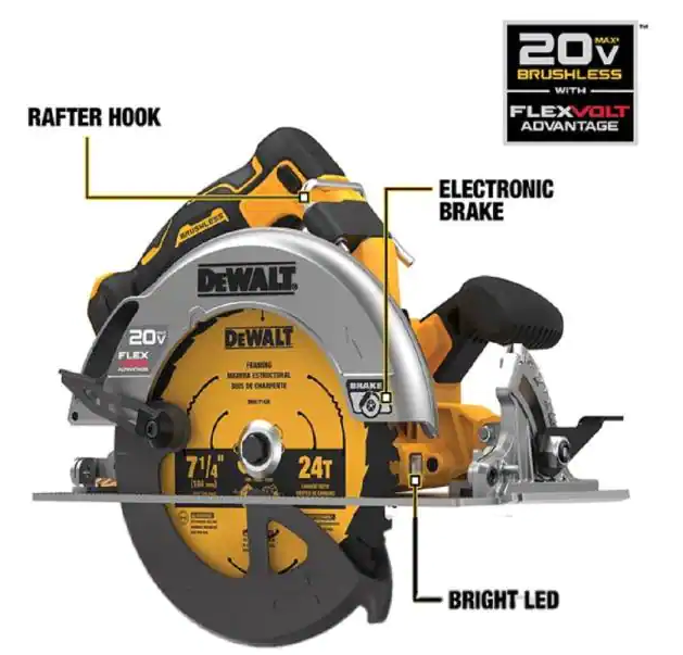 DEWALT 20 Volt MAX Cordless Brushless 7 1 4 in. Circular Saw with FLEX Mowtown Lochen Equipment